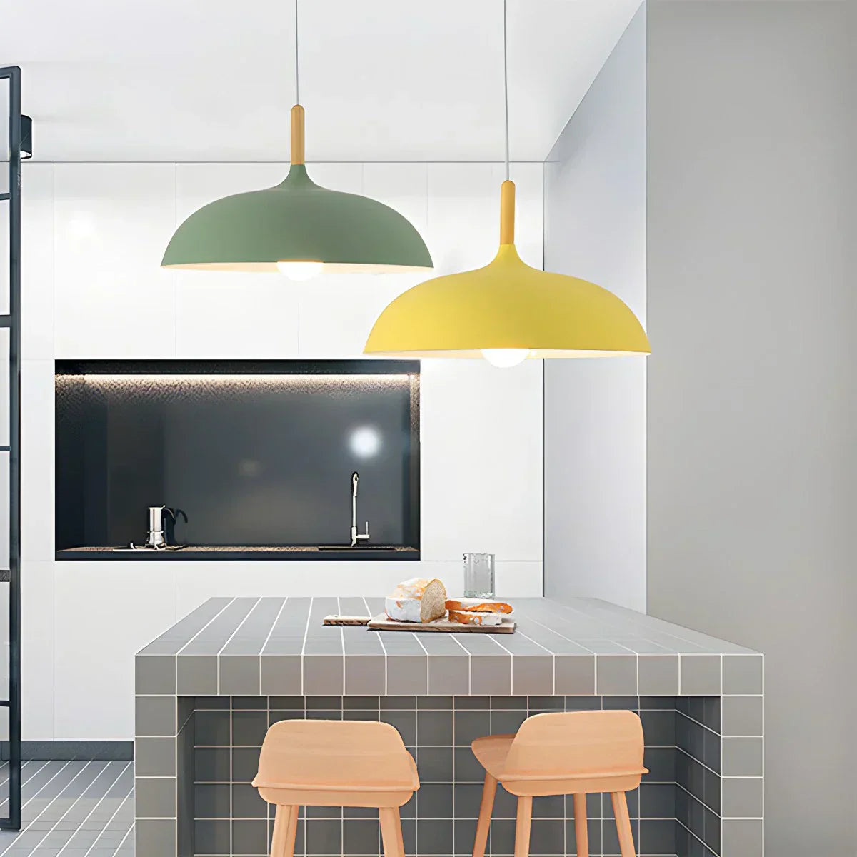 Pastel Dome Pendant Light With Soft Tones For Kitchen Island