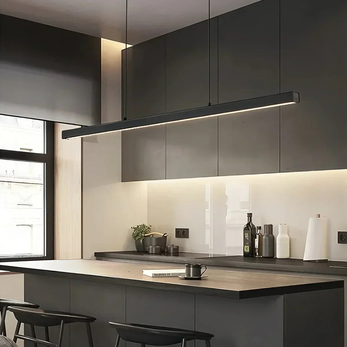 Contemporary Slim Pendant Light For Kitchen Island, Modern Fixture