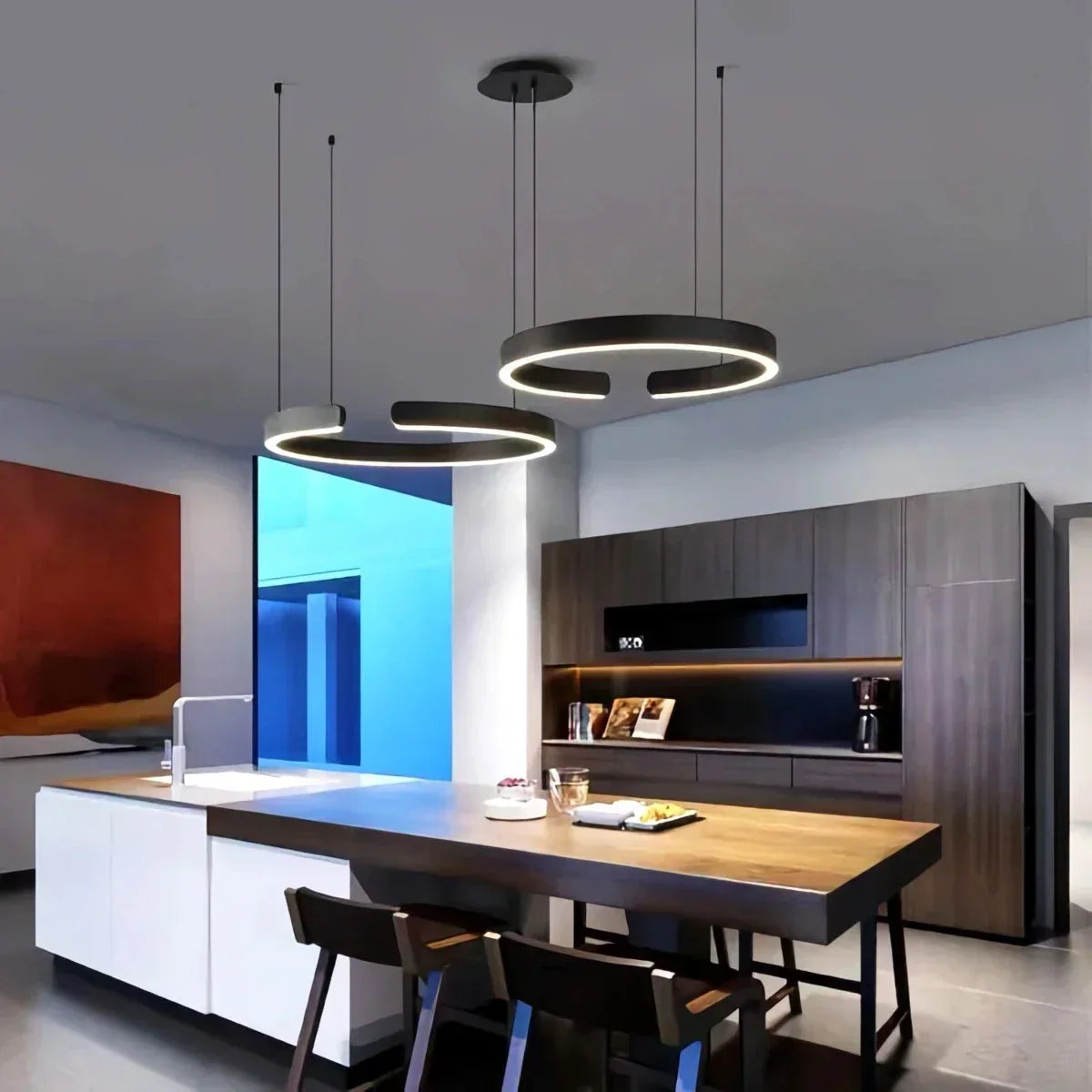 Sleek Circular LED Ring Chandelier For Living Room Decor