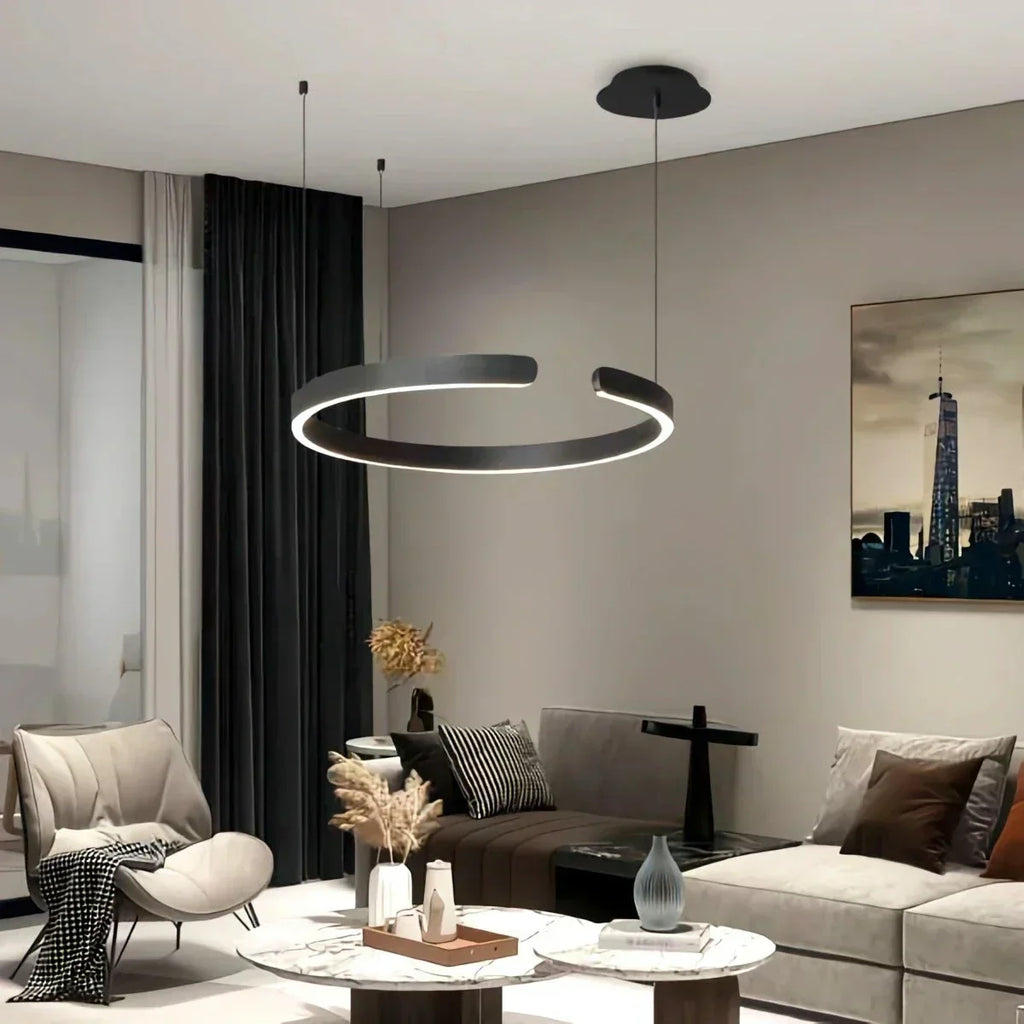 Sleek Circular LED Ring Chandelier For Living Room Decor