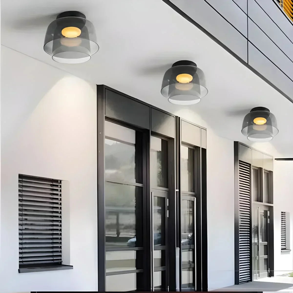 Cozy Bedroom Ceiling Fixture With Colored Glass Glow