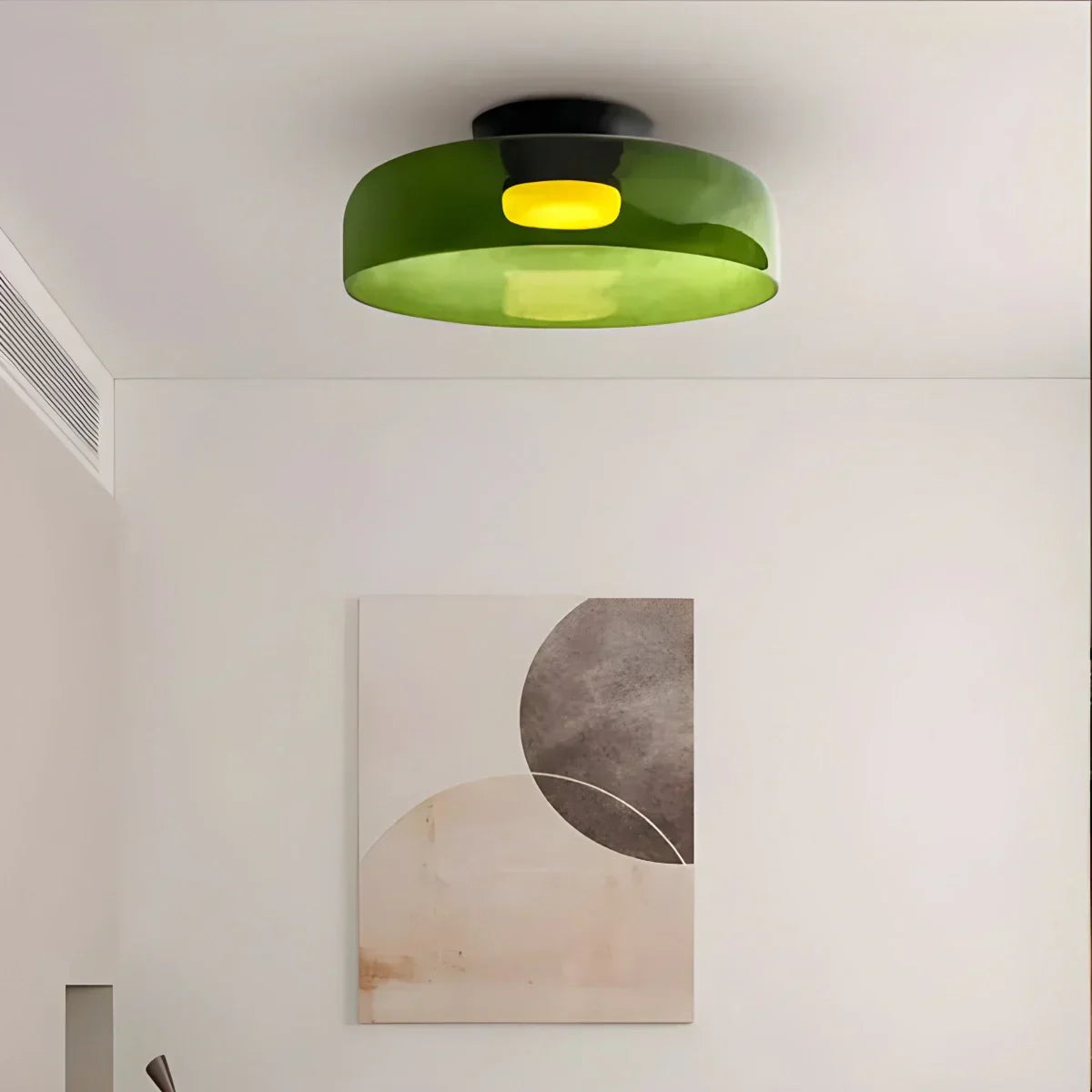 Cozy Bedroom Ceiling Fixture With Colored Glass Glow