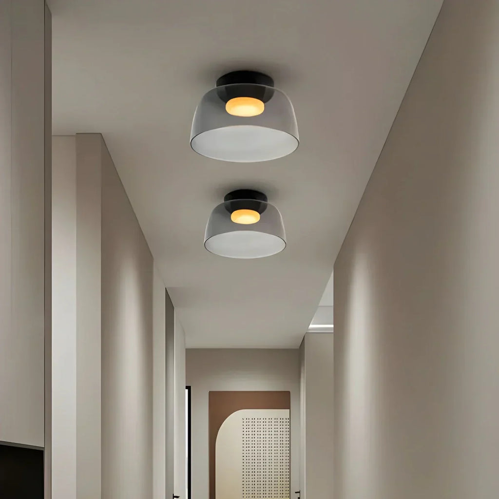 Cozy Bedroom Ceiling Fixture With Colored Glass Glow