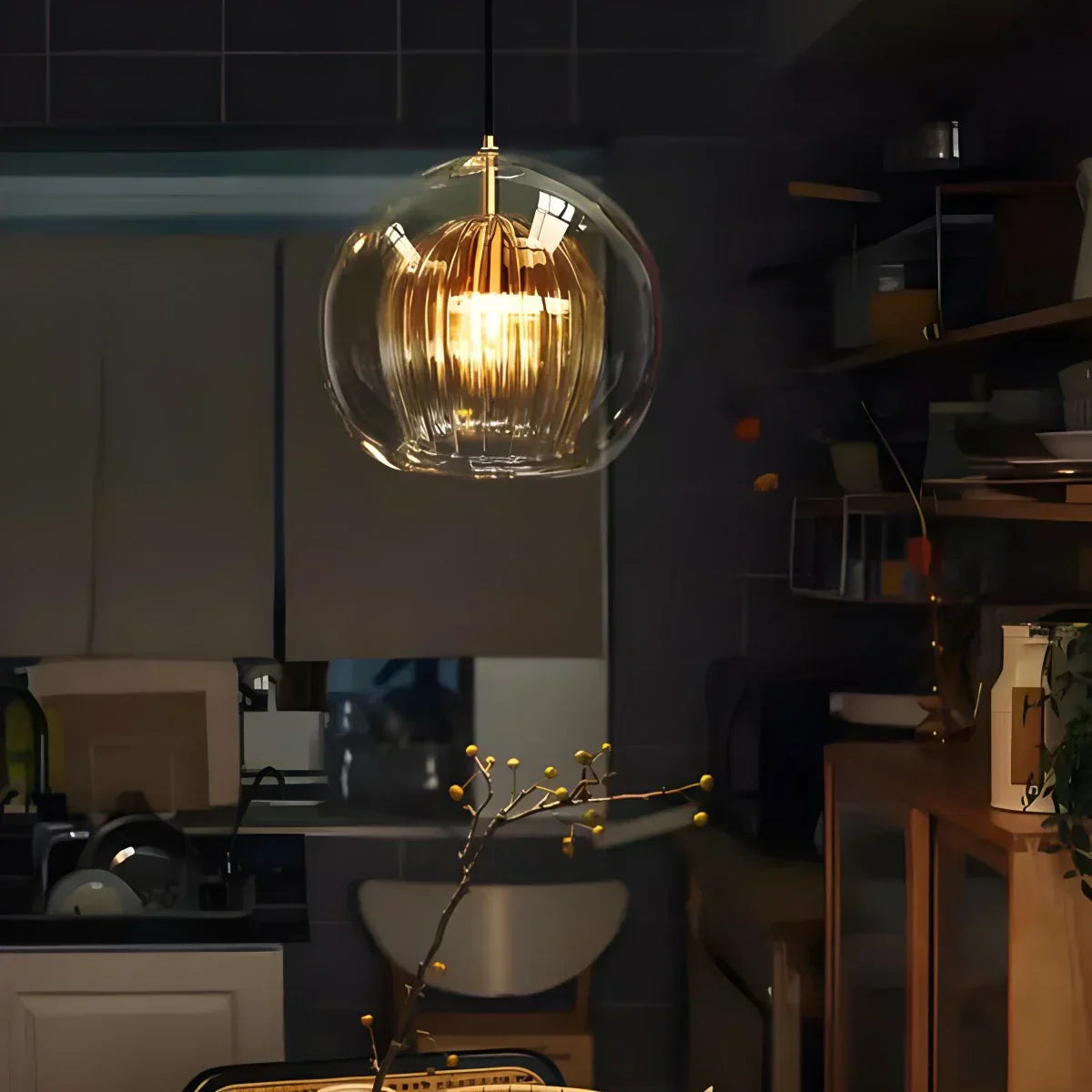 Scandinavian Pendant Glass Globe Light For Modern Living Spaces