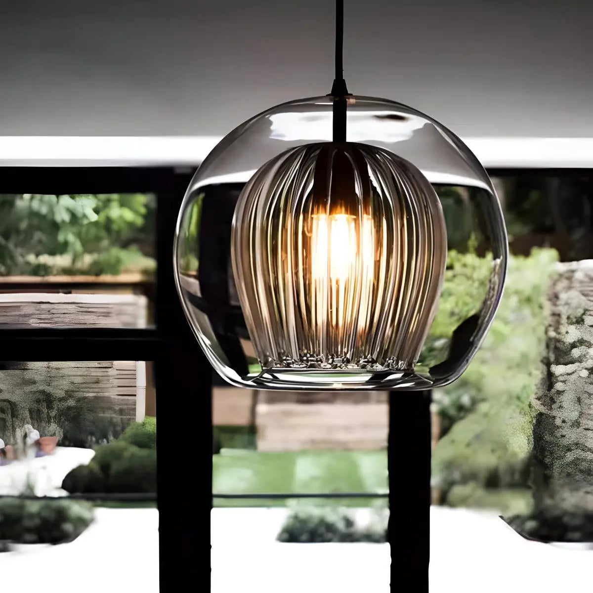Scandinavian Pendant Glass Globe Light For Modern Living Spaces