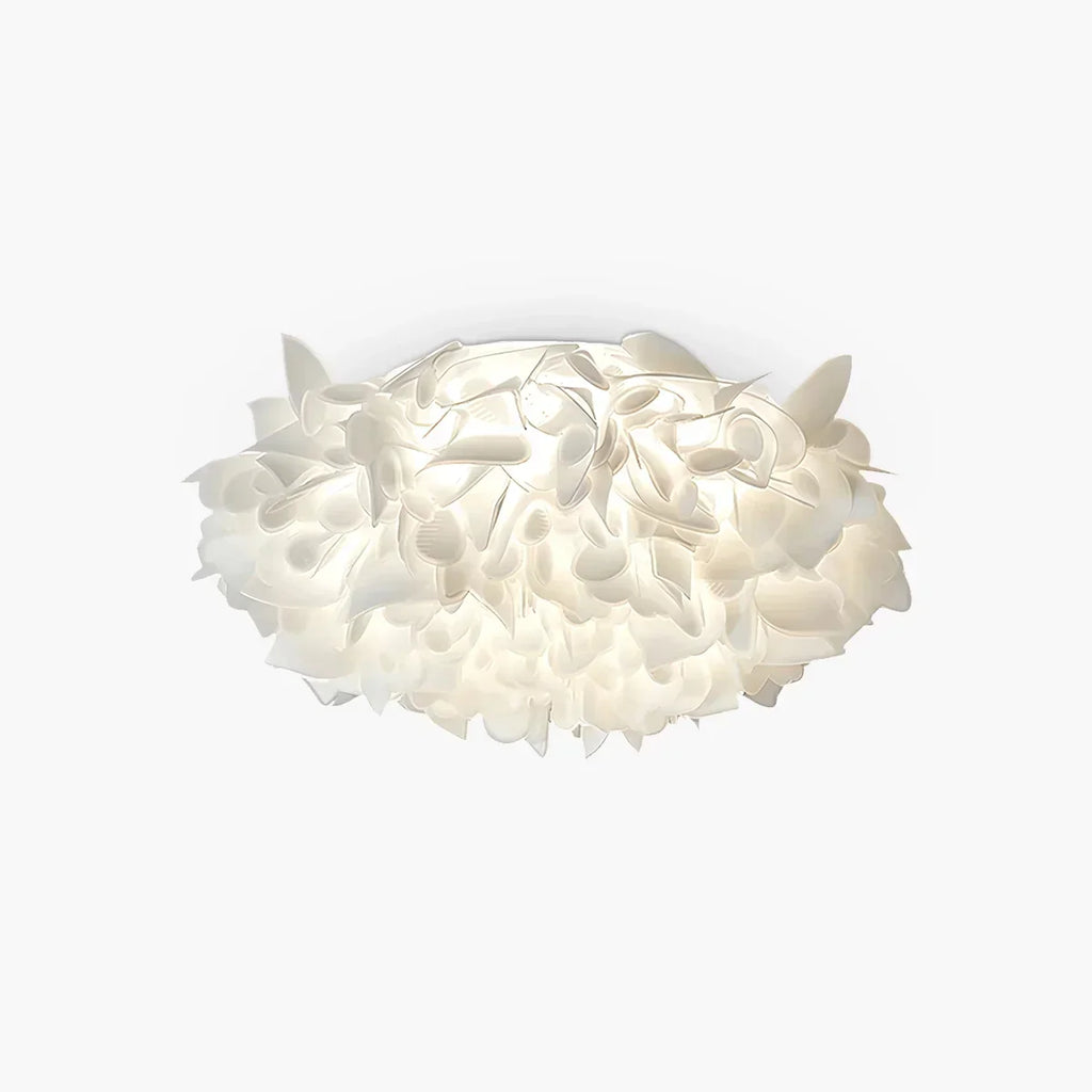 Petal-Style White Ceiling Fixture With Flush Mount