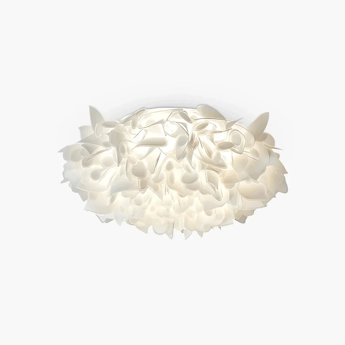 Petal-Style White Ceiling Fixture With Flush Mount