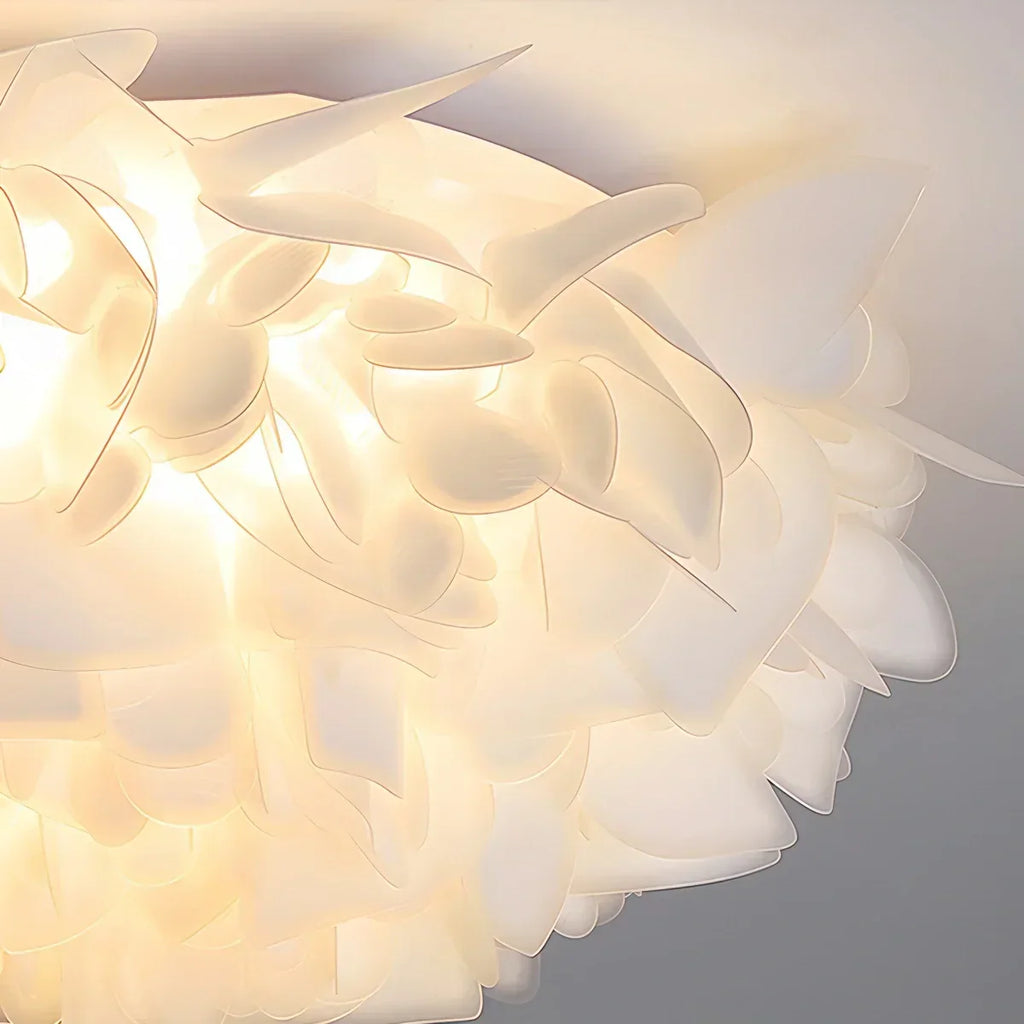 Petal-Style White Ceiling Fixture With Flush Mount