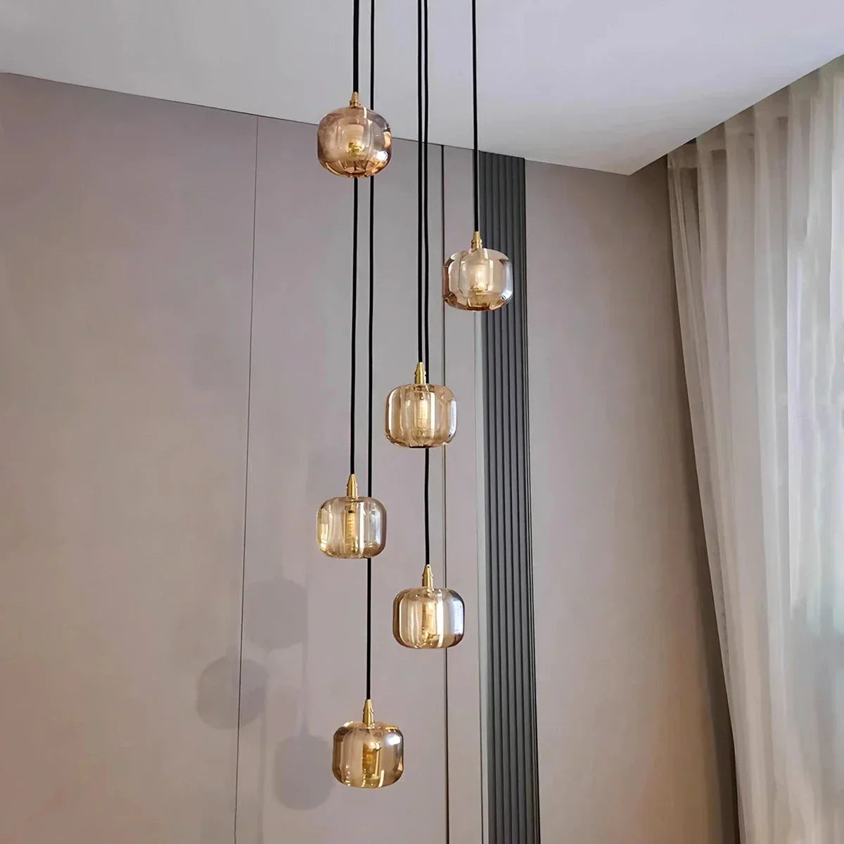 Multicolor Glass Pendant Light Fixture With Layered Lighting