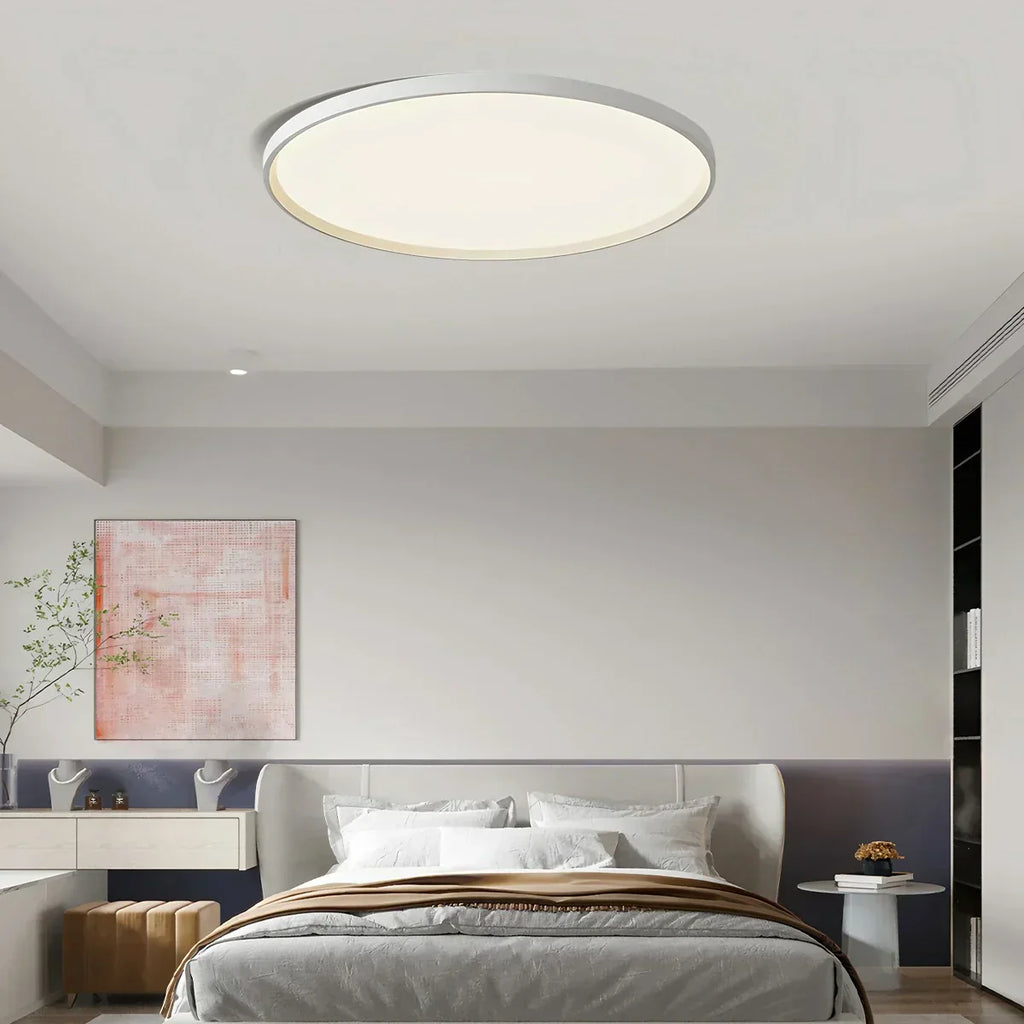 Bedroom Ceiling Light With Slim Flush Mount, Round Profile