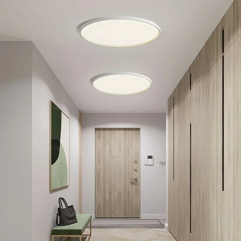 Bedroom Ceiling Light With Slim Flush Mount, Round Profile