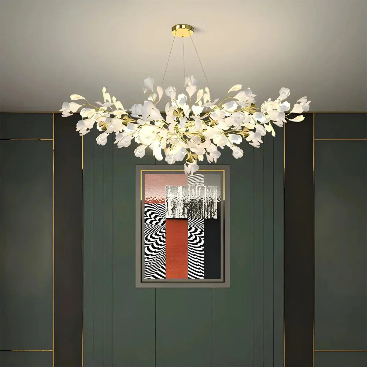 Ginkgo Chandelier For Living Room, Leaf-Inspired Modern Pendant Light