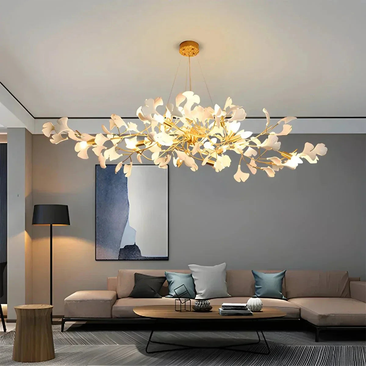 Ginkgo Chandelier For Living Room, Leaf-Inspired Modern Pendant Light