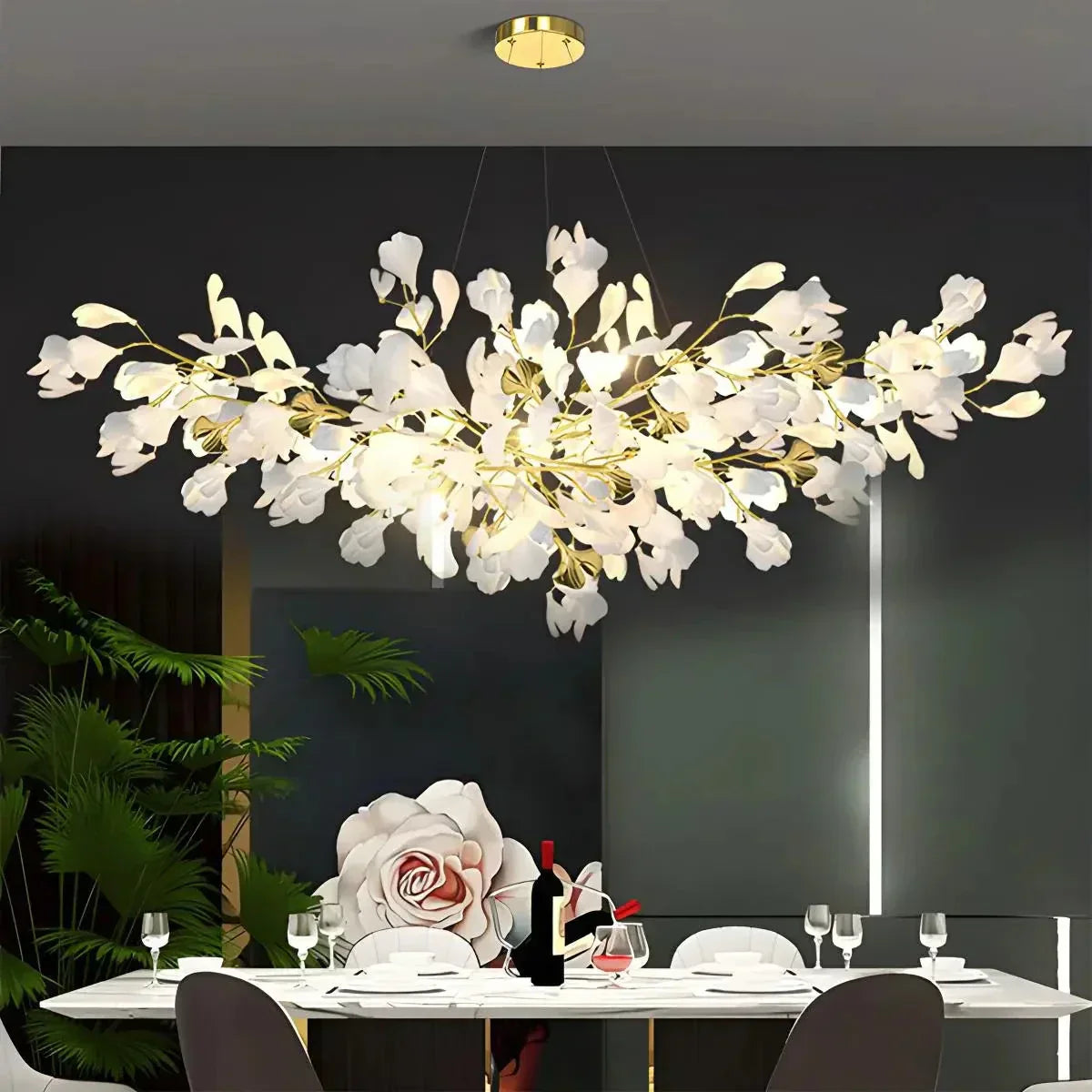 Ginkgo Chandelier For Living Room, Leaf-Inspired Modern Pendant Light