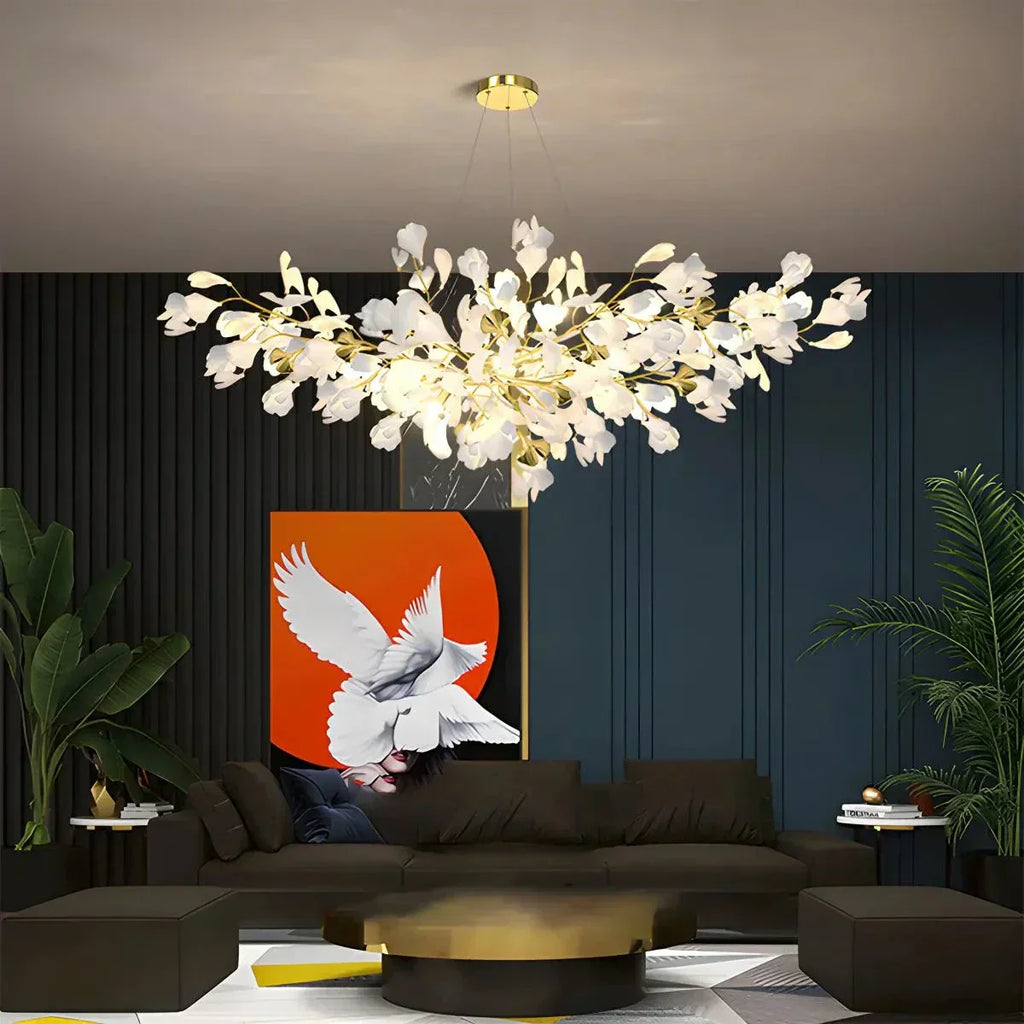 Ginkgo Chandelier For Living Room, Leaf-Inspired Modern Pendant Light