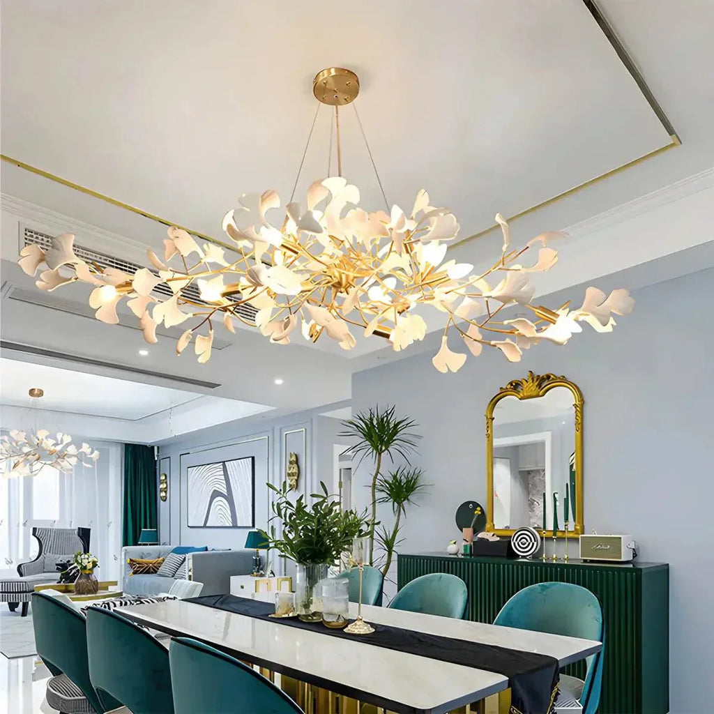 Ginkgo Chandelier For Living Room, Leaf-Inspired Modern Pendant Light