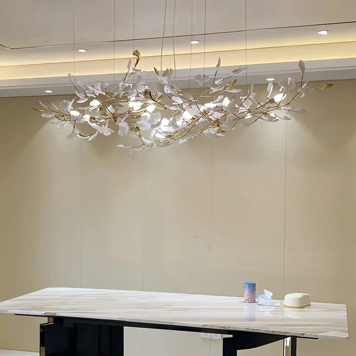 Ginkgo Chandelier For Living Room, Leaf-Inspired Modern Pendant Light