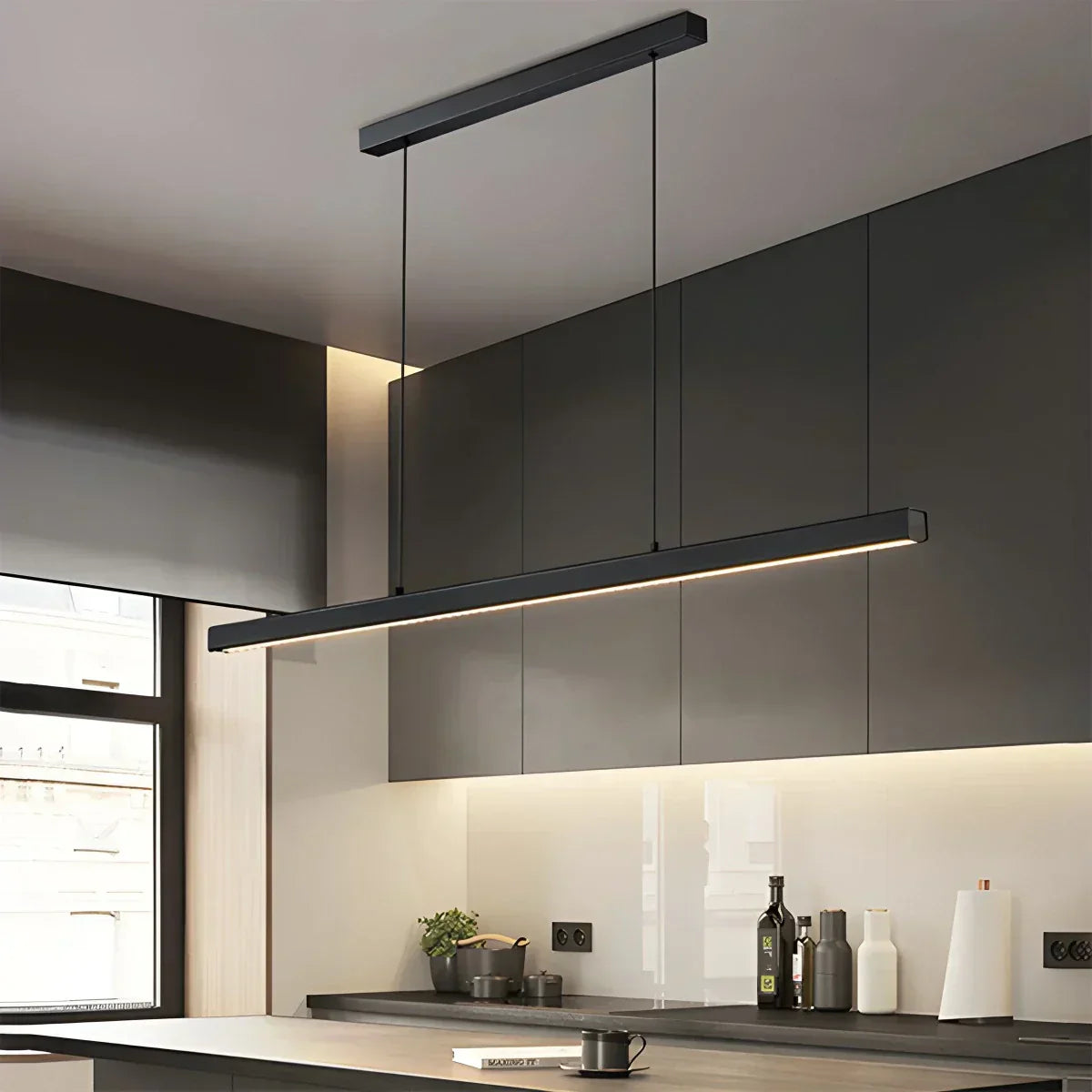 Contemporary Slim Pendant Light For Kitchen Island, Modern Fixture