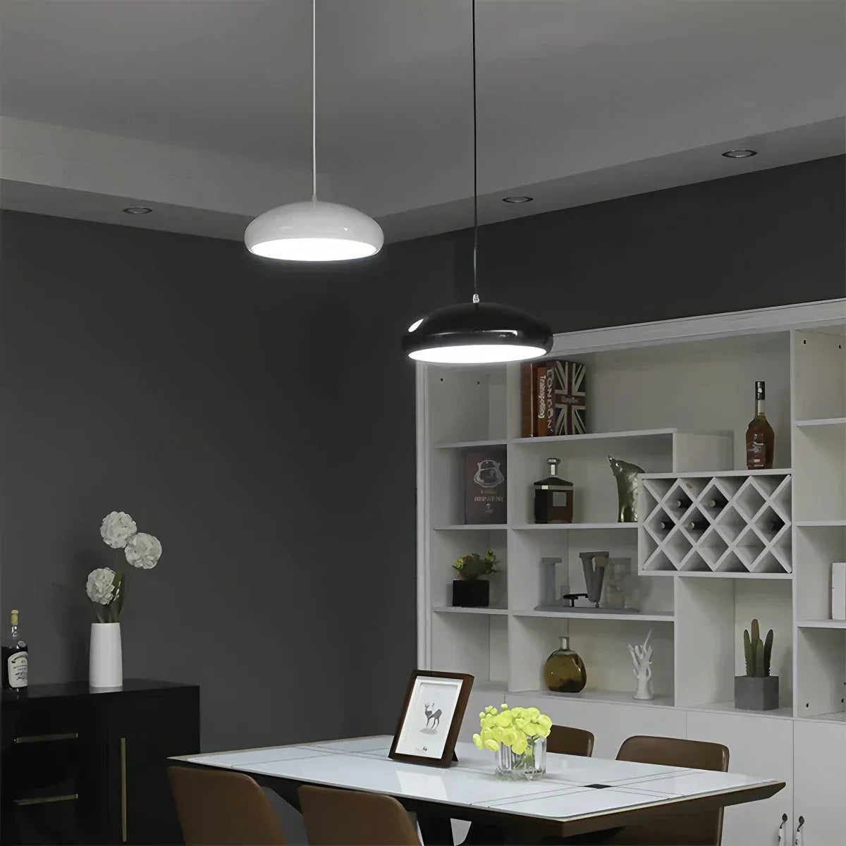 Sleek Contemporary Pendant Light Over Kitchen Island Fixture