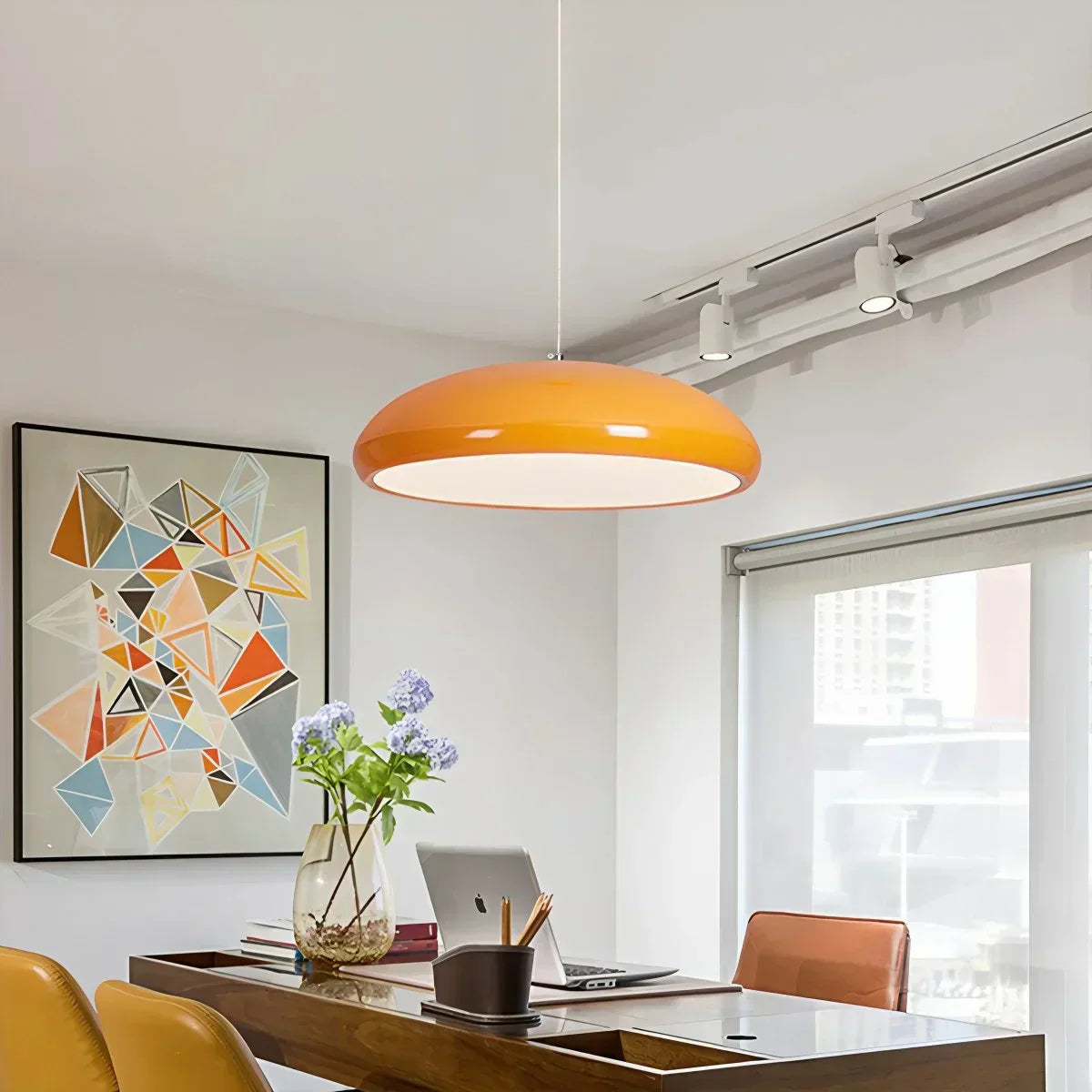 Sleek Contemporary Pendant Light Over Kitchen Island Fixture