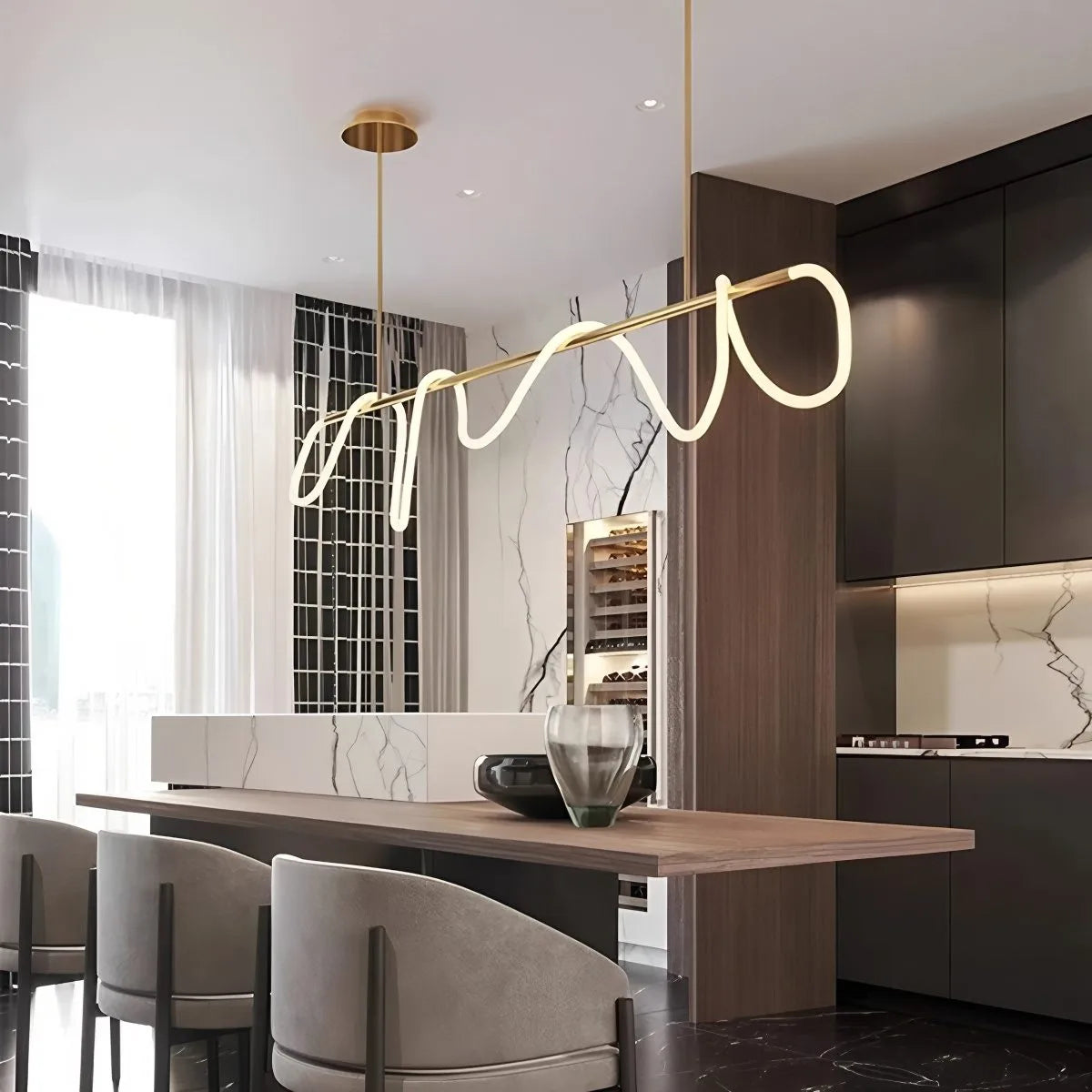Pendant Light With Long Hose For Dining Room Modern LED Fixture