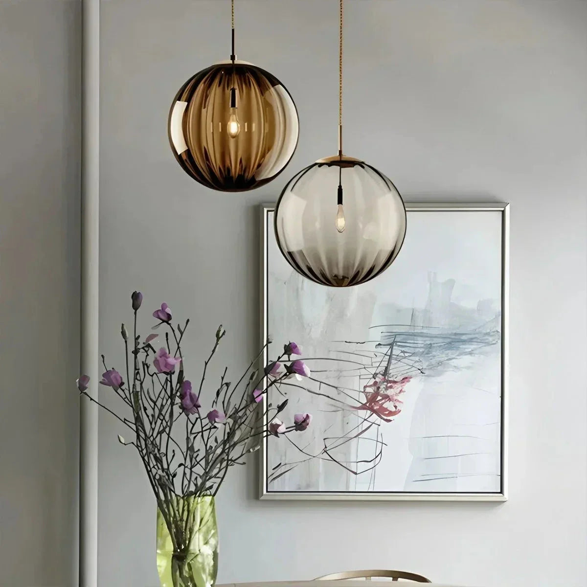Nordic Glass Globe Pendant Light With Water Pattern For Modern Homes