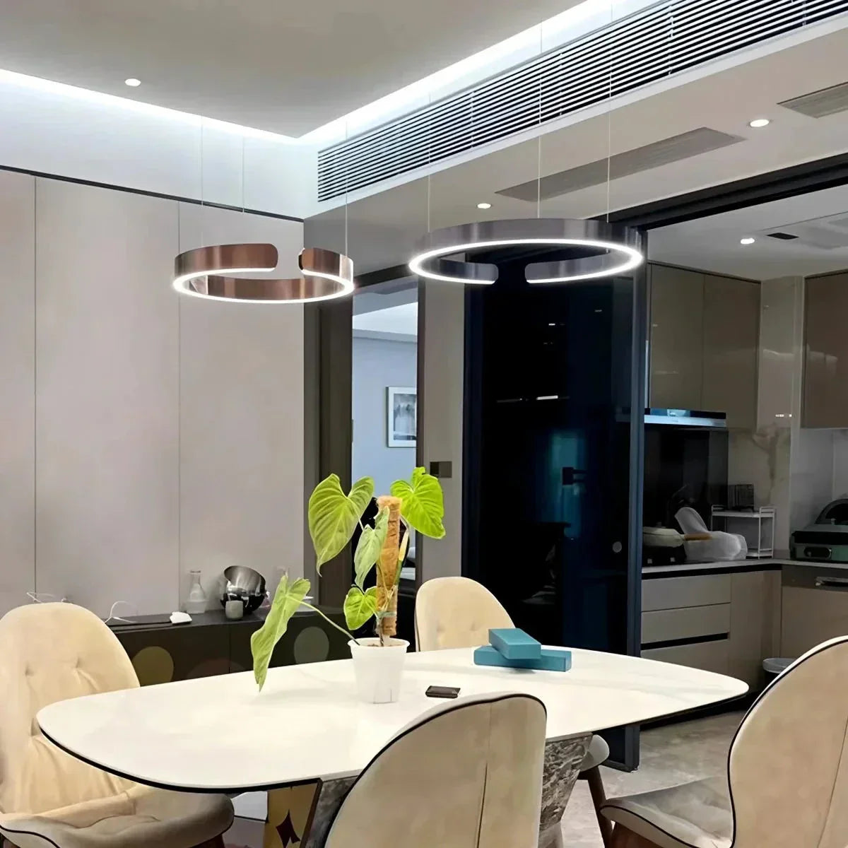 Sleek Circular LED Ring Chandelier For Living Room Decor
