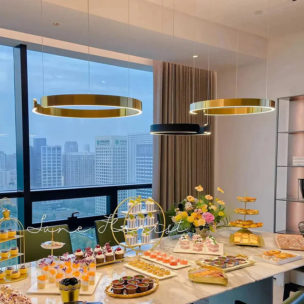 Sleek Circular LED Ring Chandelier For Living Room Decor