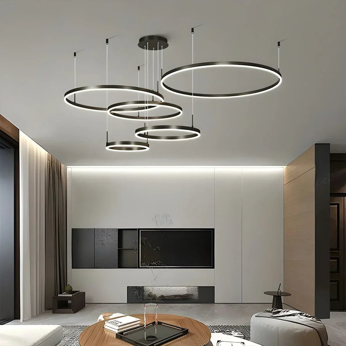 Sleek Ring Chandelier Wireless Ceiling Light With Built In LED