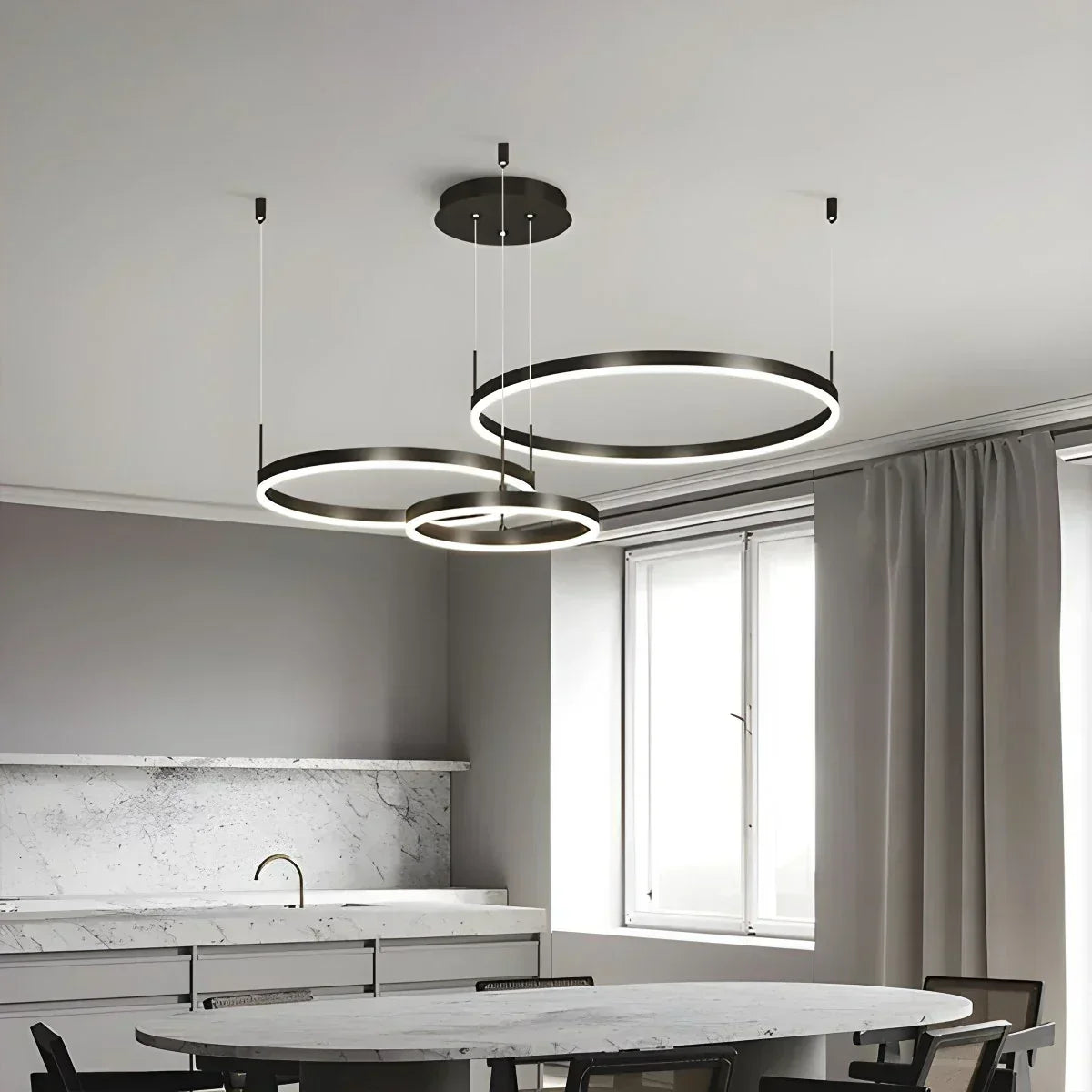 Sleek Ring Chandelier Wireless Ceiling Light With Built In LED
