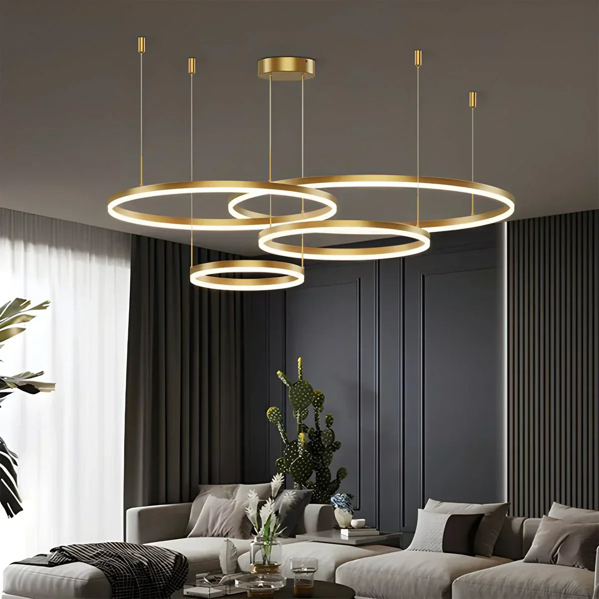 Sleek Ring Chandelier Wireless Ceiling Light With Built In LED