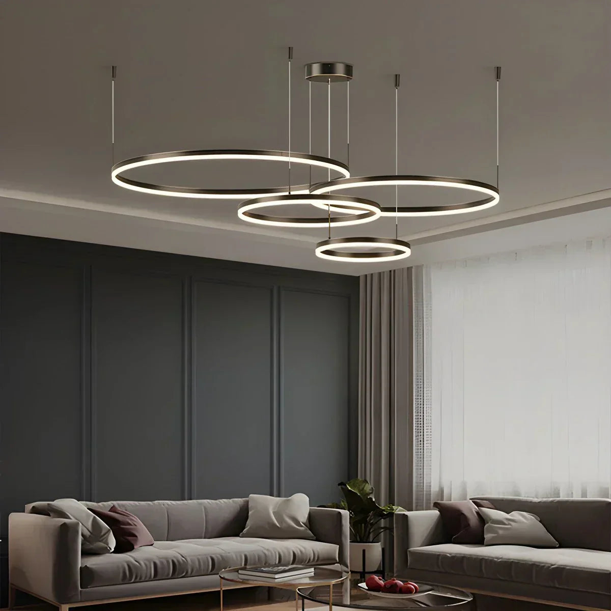 Sleek Ring Chandelier Wireless Ceiling Light With Built In LED