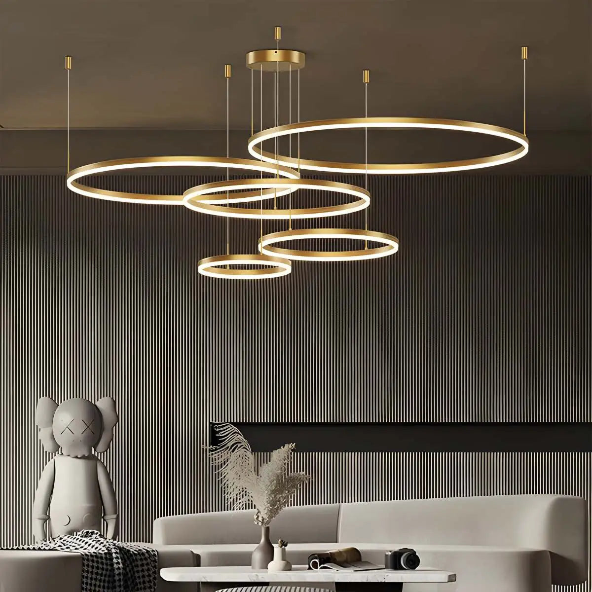 Sleek Ring Chandelier Wireless Ceiling Light With Built In LED