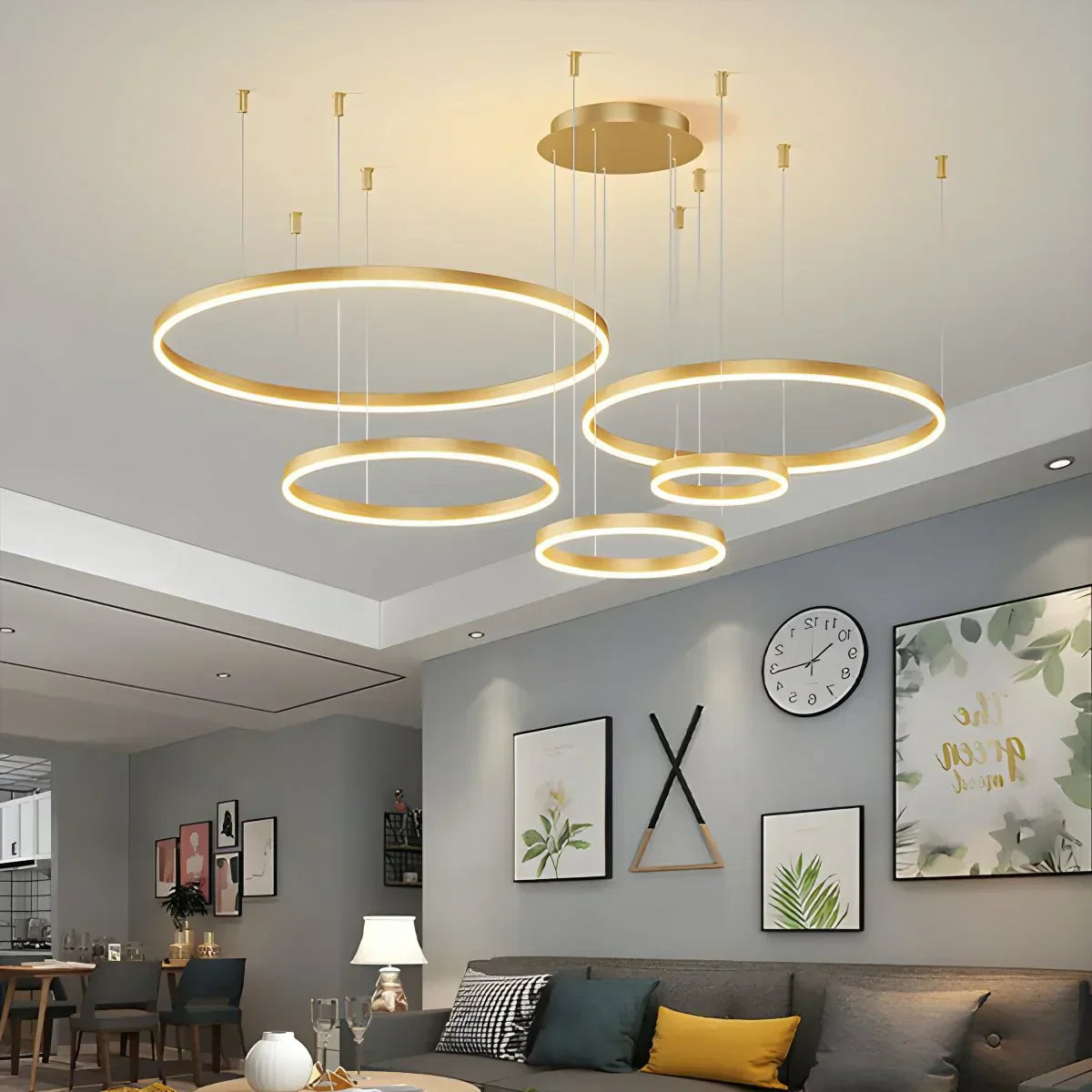 Sleek Ring Chandelier Wireless Ceiling Light With Built In LED