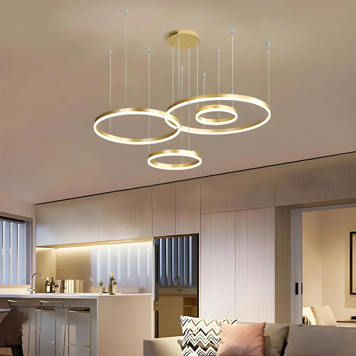 Sleek Ring Chandelier Wireless Ceiling Light With Built In LED