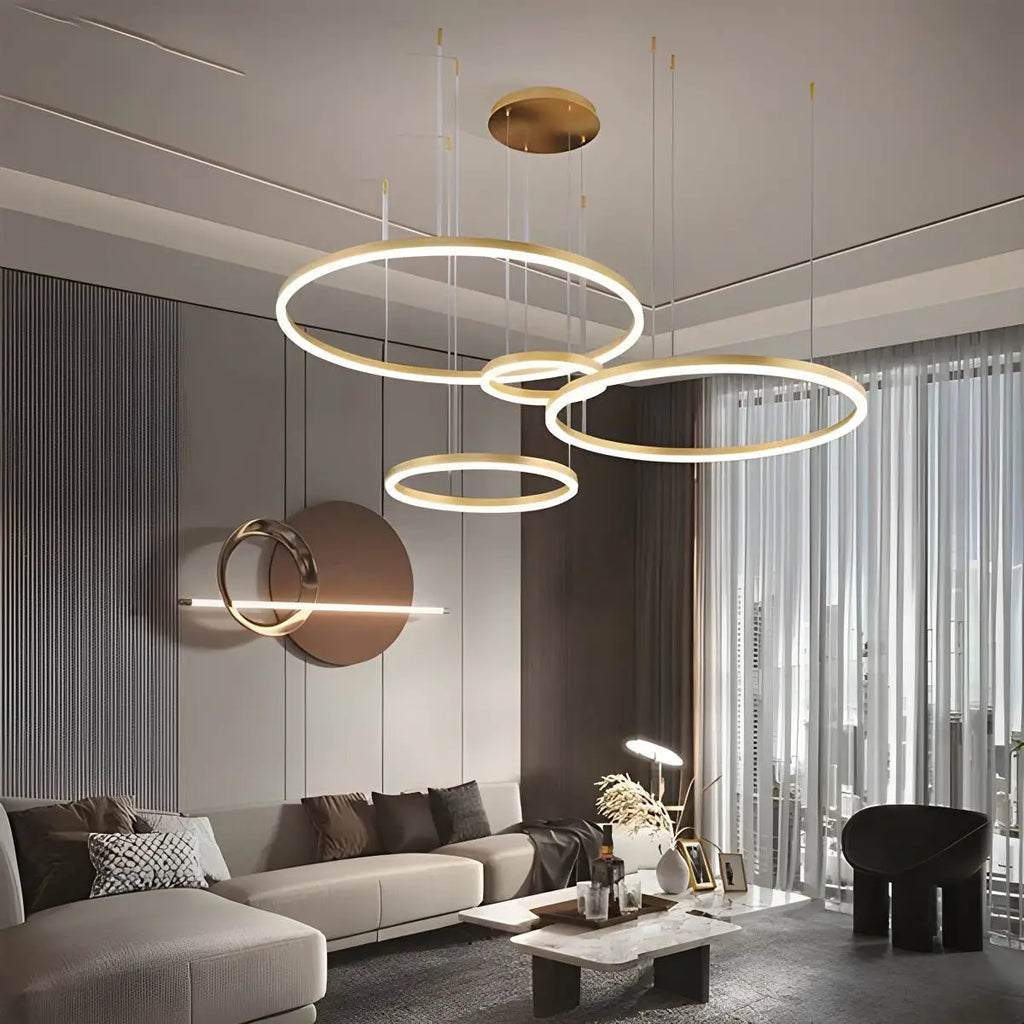 Sleek Ring Chandelier Wireless Ceiling Light With Built In LED