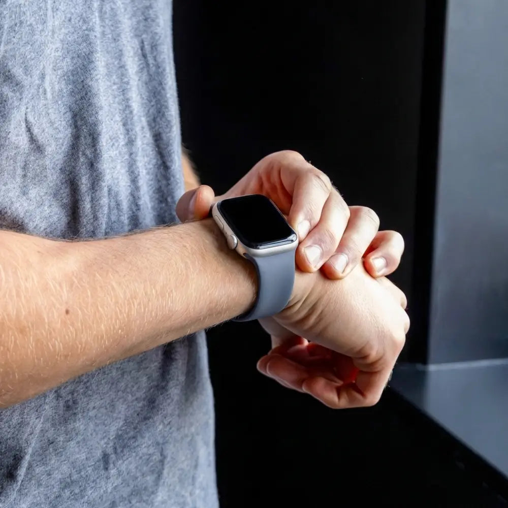 Grey Blue Silicone Strap For Apple Watch With Classic Style