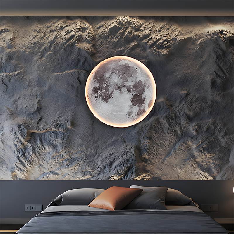 Celestial Moon and Earth Mural Wall Light With Soft LED Glow