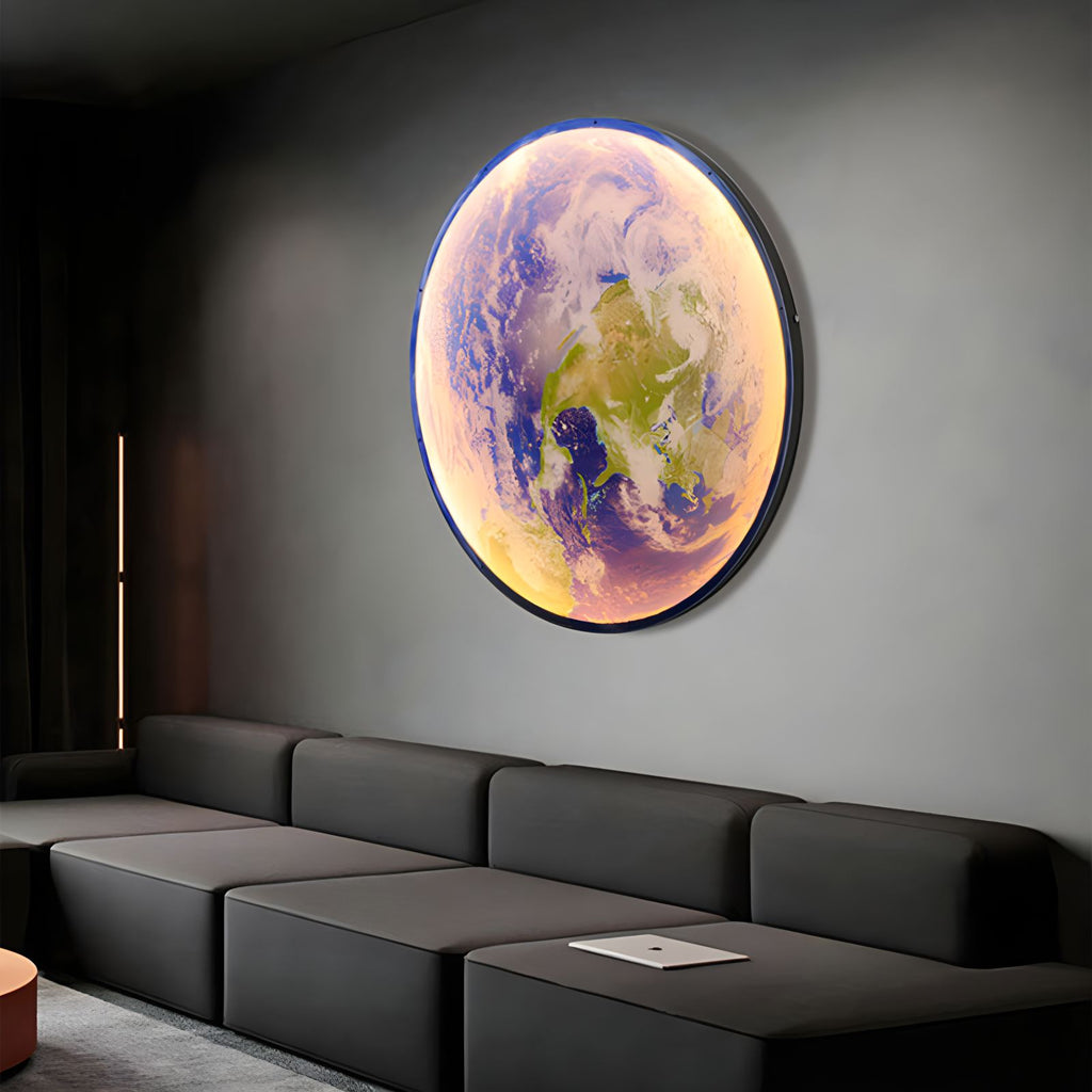 Celestial Moon and Earth Mural Wall Light With Soft LED Glow
