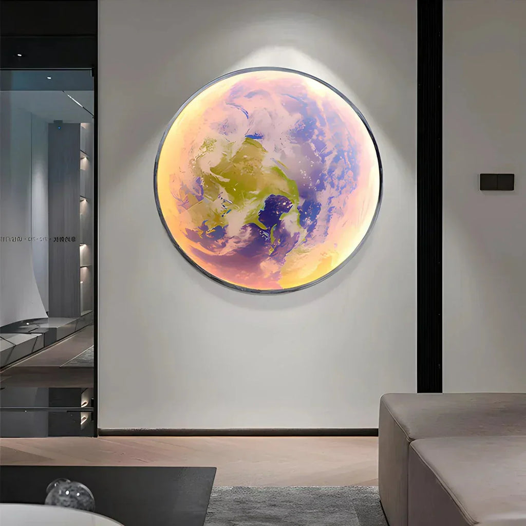 Celestial Moon and Earth Mural Wall Light With Soft LED Glow