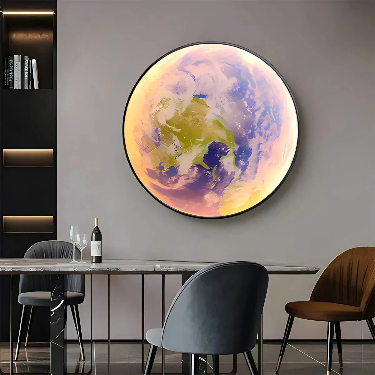 Celestial Moon and Earth Mural Wall Light With Soft LED Glow