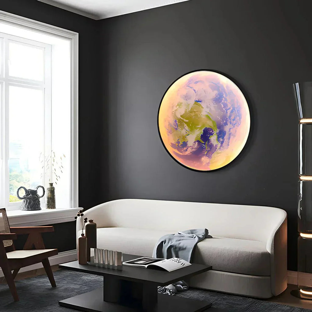Celestial Moon and Earth Mural Wall Light With Soft LED Glow