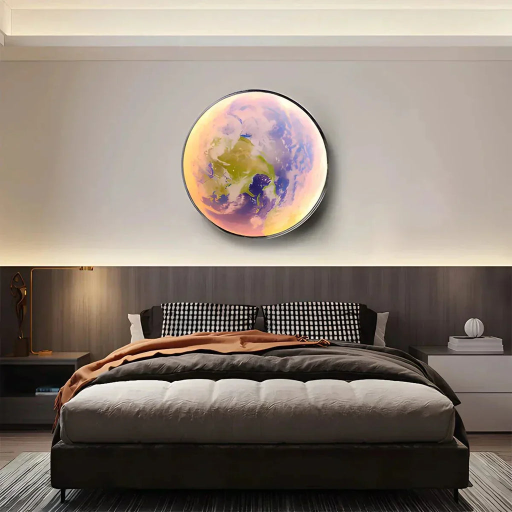 Celestial Moon and Earth Mural Wall Light With Soft LED Glow