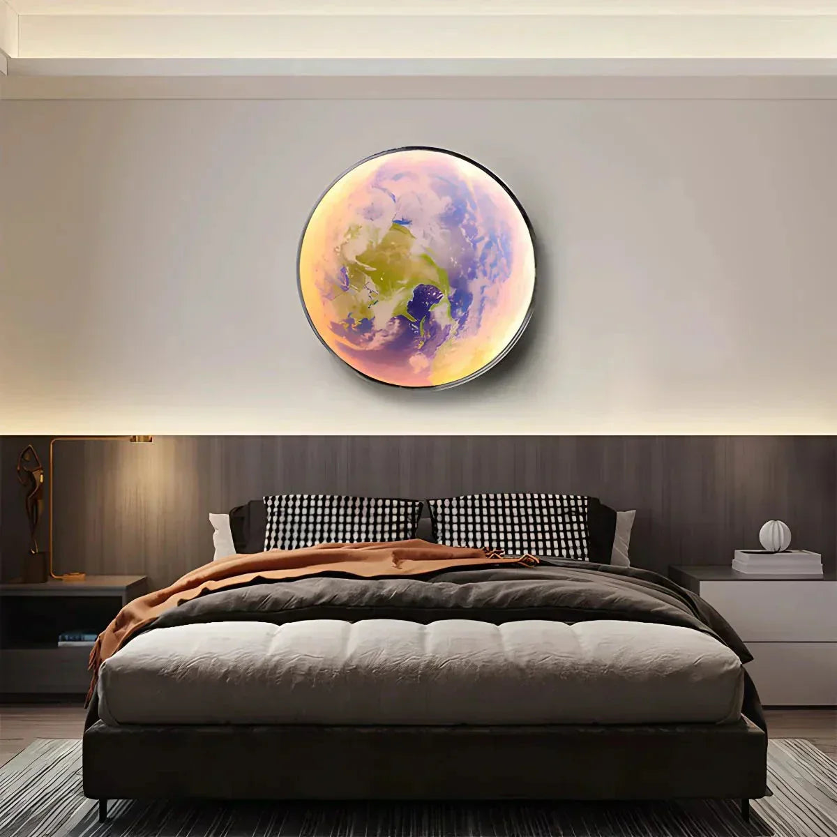 Celestial Moon and Earth Mural Wall Light With Soft LED Glow