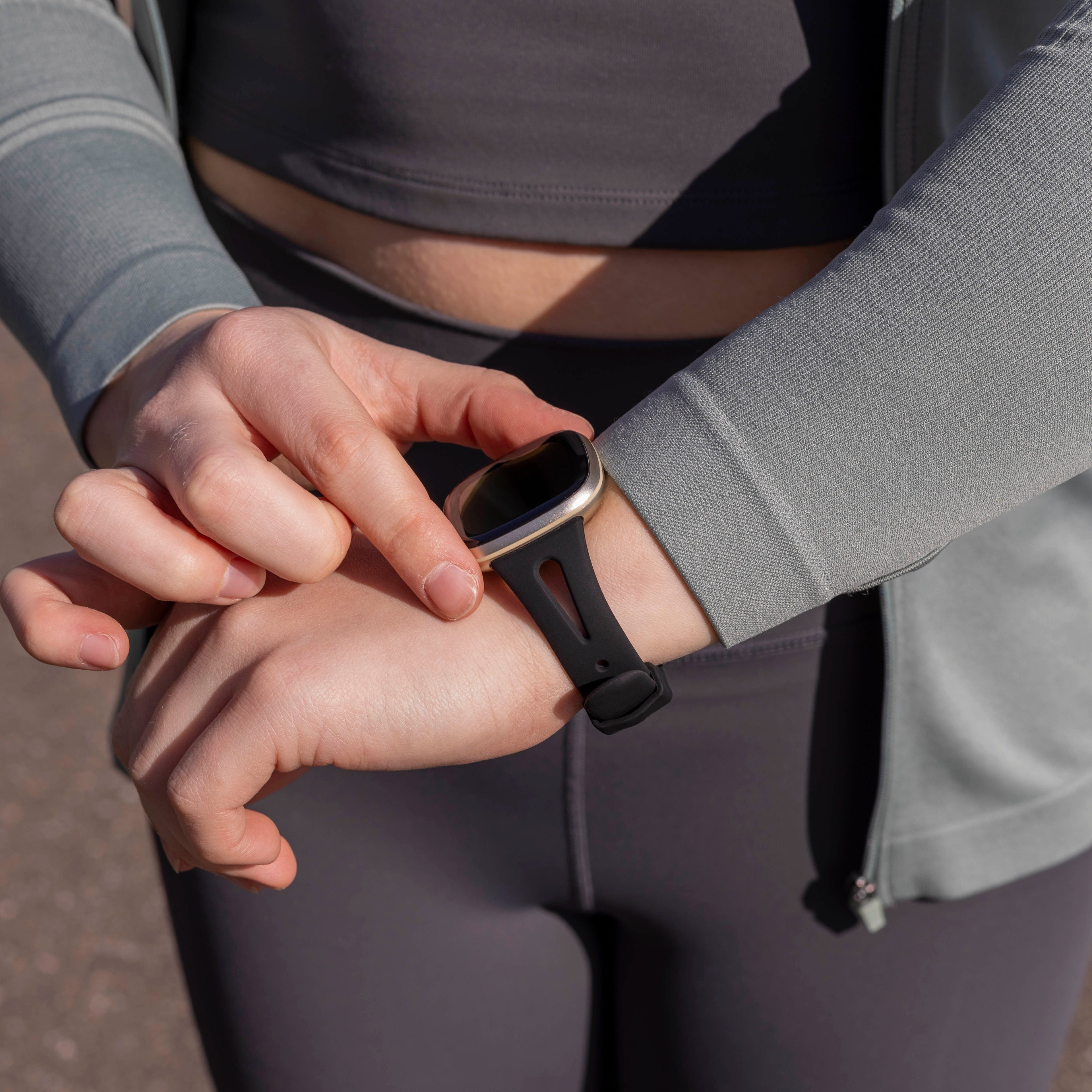 Fitbit Versa 3 Black Luxury Silicone Strap Band For Everyday Wear