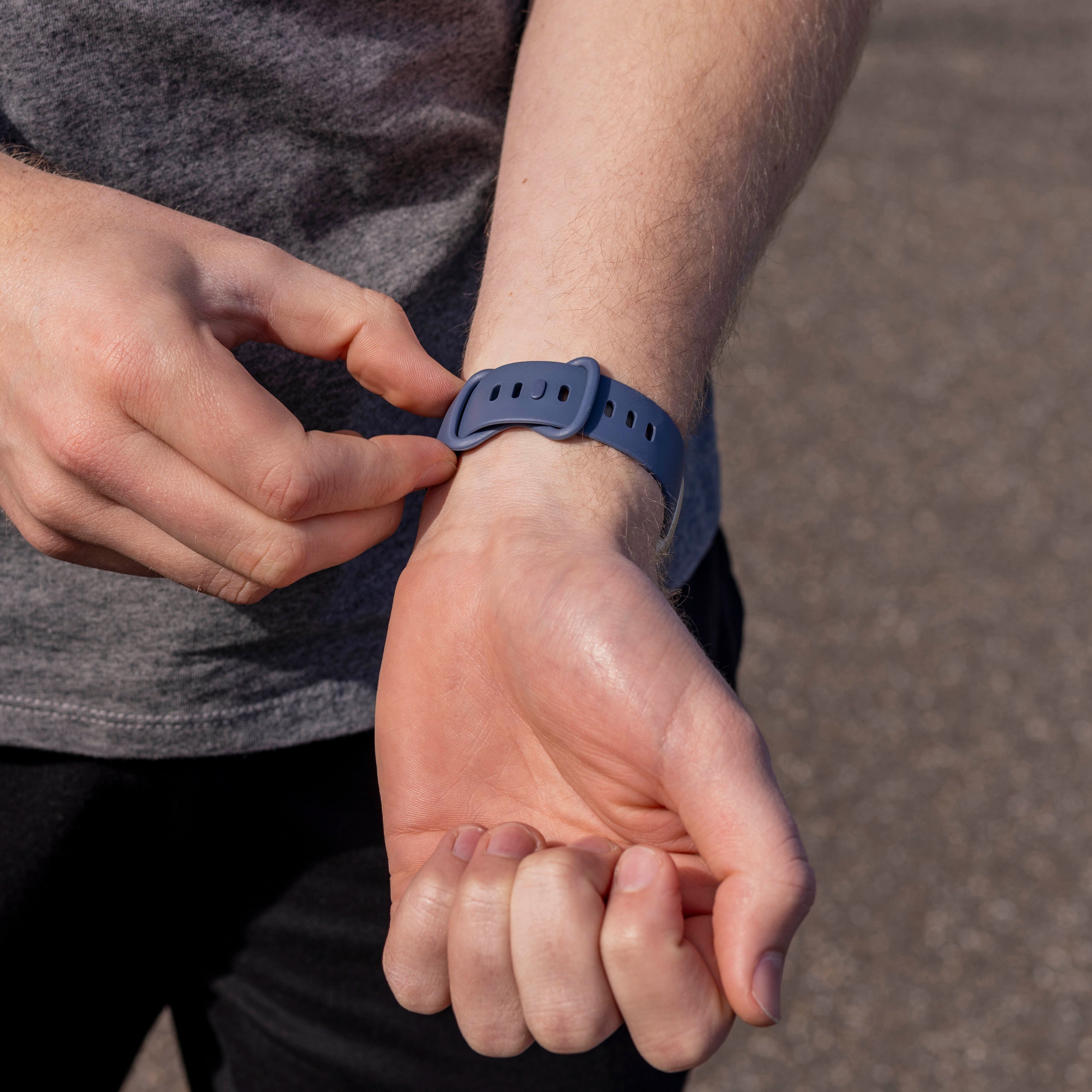 Durable Grey-Blue Silicone Strap for Fitbit Versa 3 Replacement Band