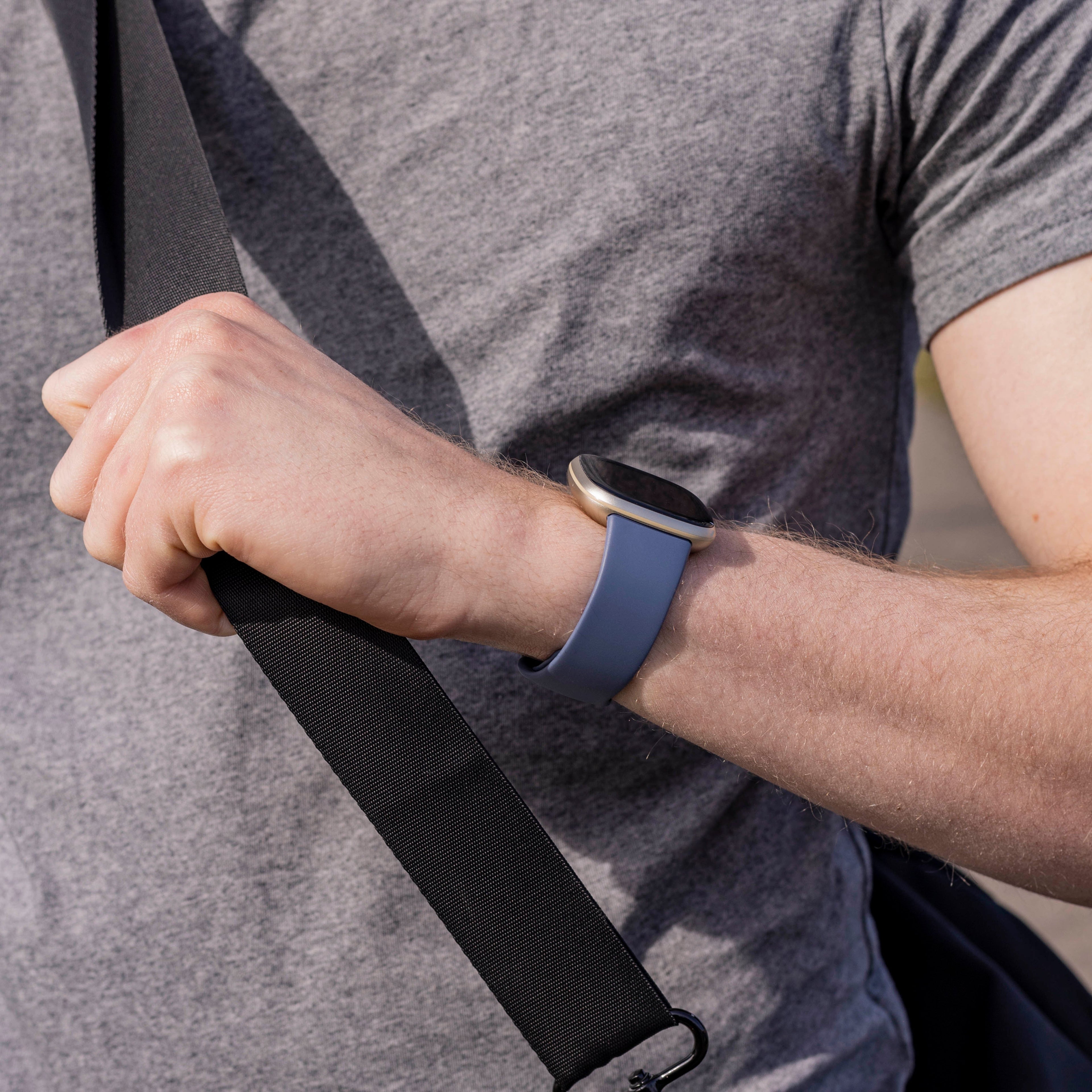 Durable Grey-Blue Silicone Strap for Fitbit Versa 3 Replacement Band