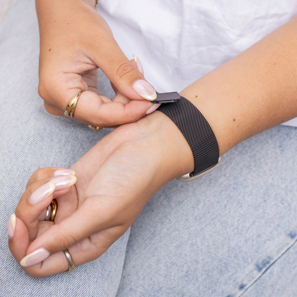 Fitbit Versa 3 Black Milanese Stainless Steel Band