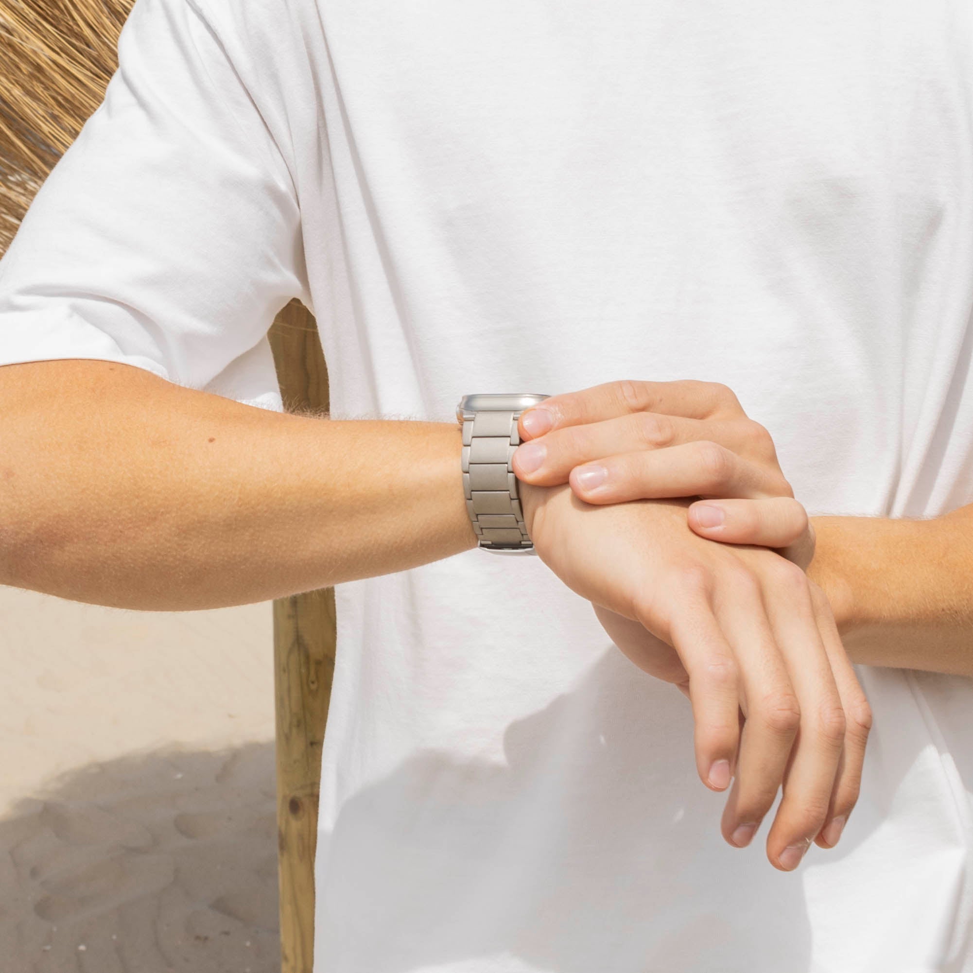 Apple Watch Titanium Band In Silver Compatible With Apple Watch