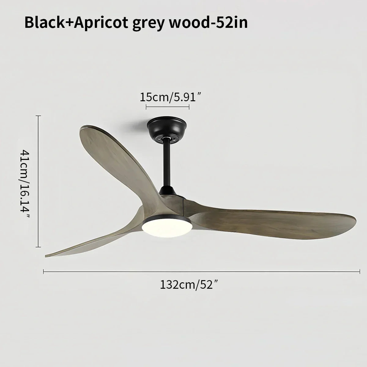 Three Solid Wood Blades Nordic Ceiling Fan With Light